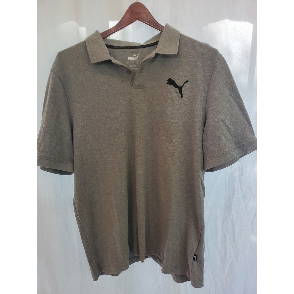 Puma Mens Heather Grey Short Sleeve Cotton Blend Polo Shirt Large 586281-23